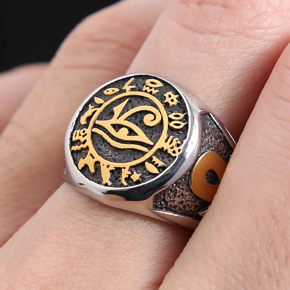 Egyptian Eye of Horus Ring — Stainless