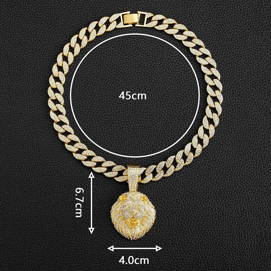 Iced Out D Lion Head Cuban Pendant