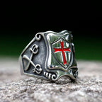 Knights Templar Red Cross Biker Ring — Stainless Steel