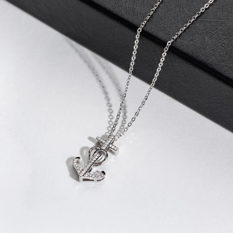 Iced Out Anchor Pendant — 925 Silver