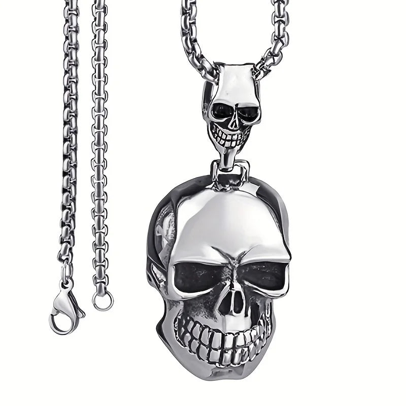 Big Ghost Skull Pendant Necklace — Gothic Statement