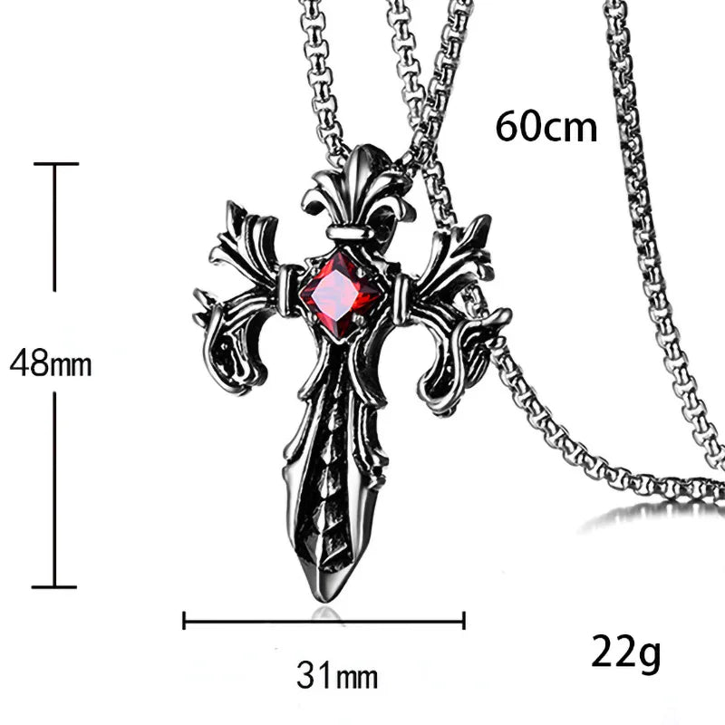 Stone Cross Pendant Necklace