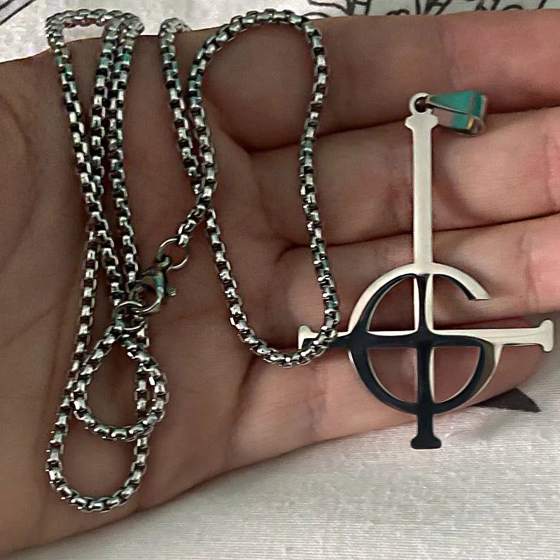 Cross Ghost Band Chain Necklace — Stainless Steel