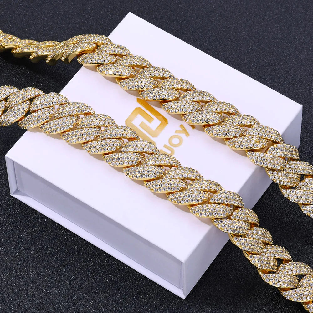 Iced Out Cuban Chain Necklace Stainless Steel 18MM