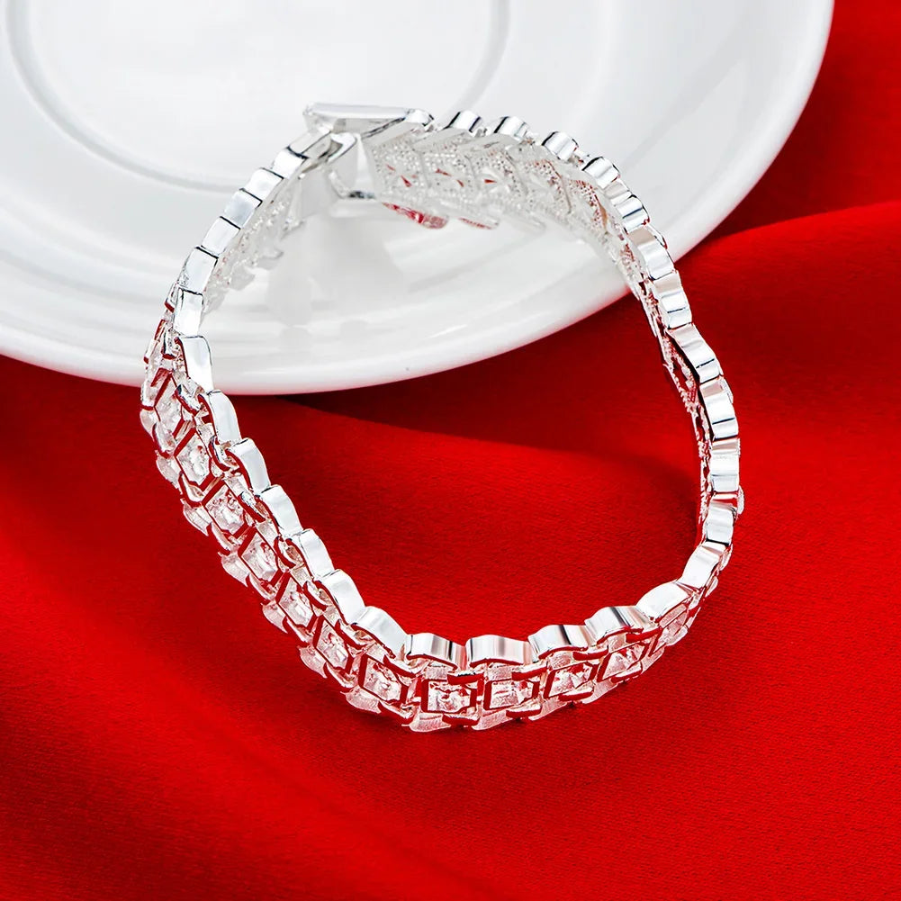 Factory direct fashion 925 Sterling Silver Bracelet for men woman elegant 12MM chain fine Luxury jewelry Wedding party gifts