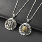 Stainless Steel Ancient Egypt Eye of Horus Pendant Necklace Vintage Egyptian Pharaoh Amulet Rune Men's Necklace Jewelry