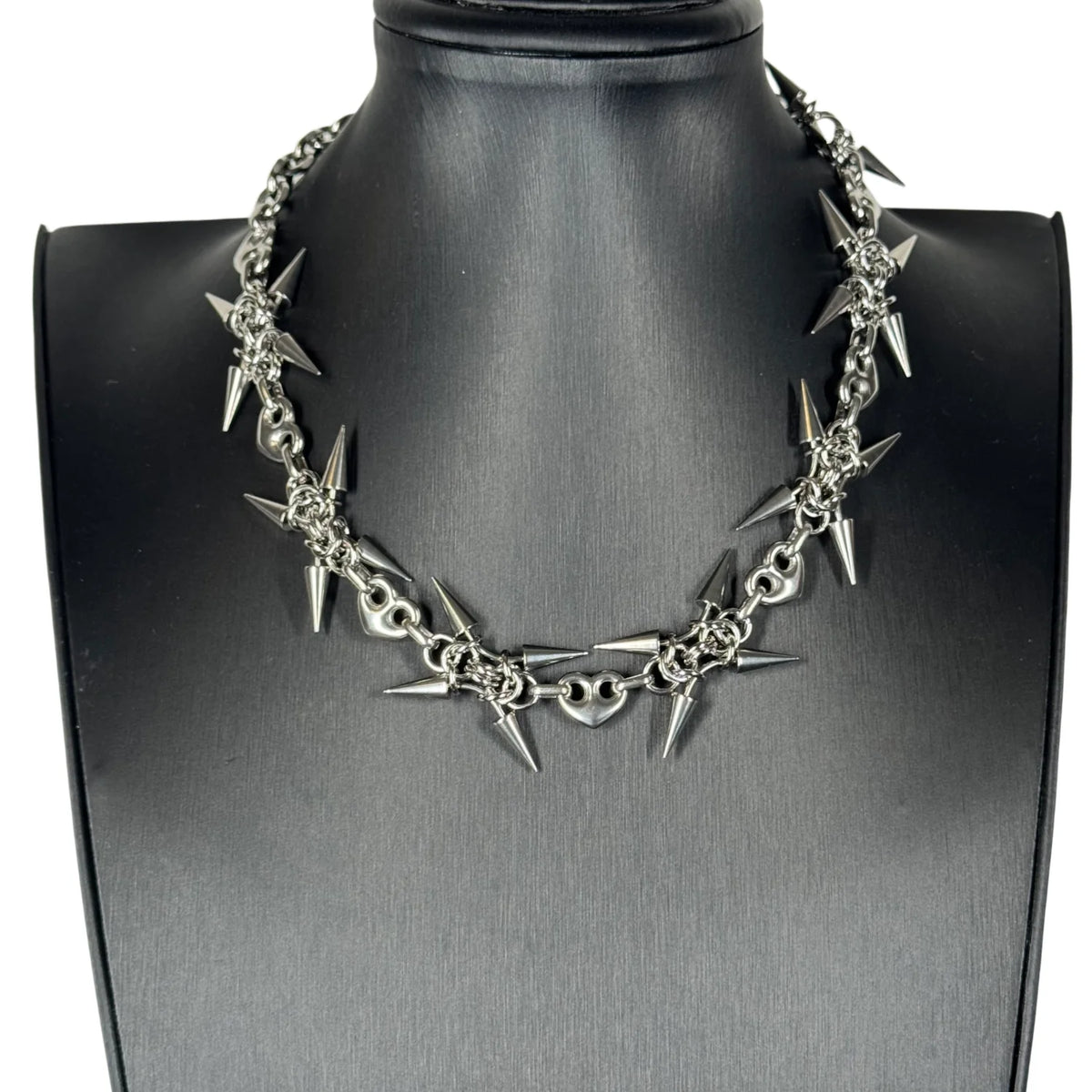 Punk Grunge Goth Rivet Splice Chain Geometric Necklace & Bracelet