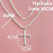 Buddha Cross Pendant Necklace — Silver-Tone 6MM