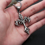 Flame Cross Pendant Necklace — Stainless Steel