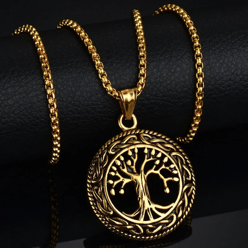 Gold Vintage Tree of Life Pendant Necklace