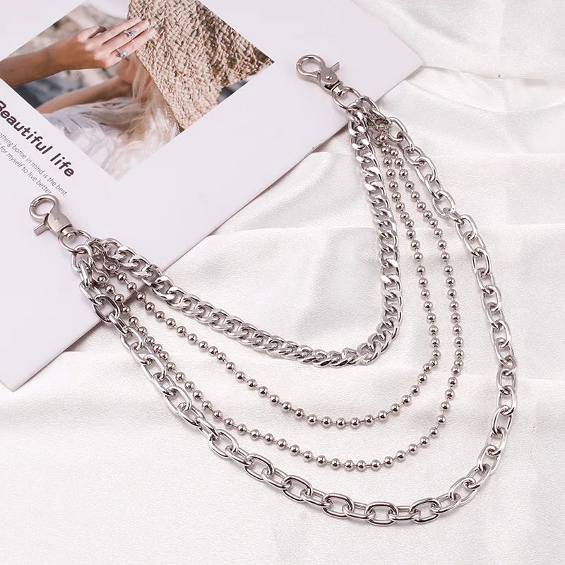 Punk Multi-Layer Waist Chain for Jeans — Mixed Metal