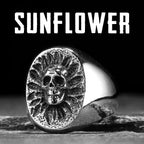 Skull Sunflower Ring Stainless Steel Gothic