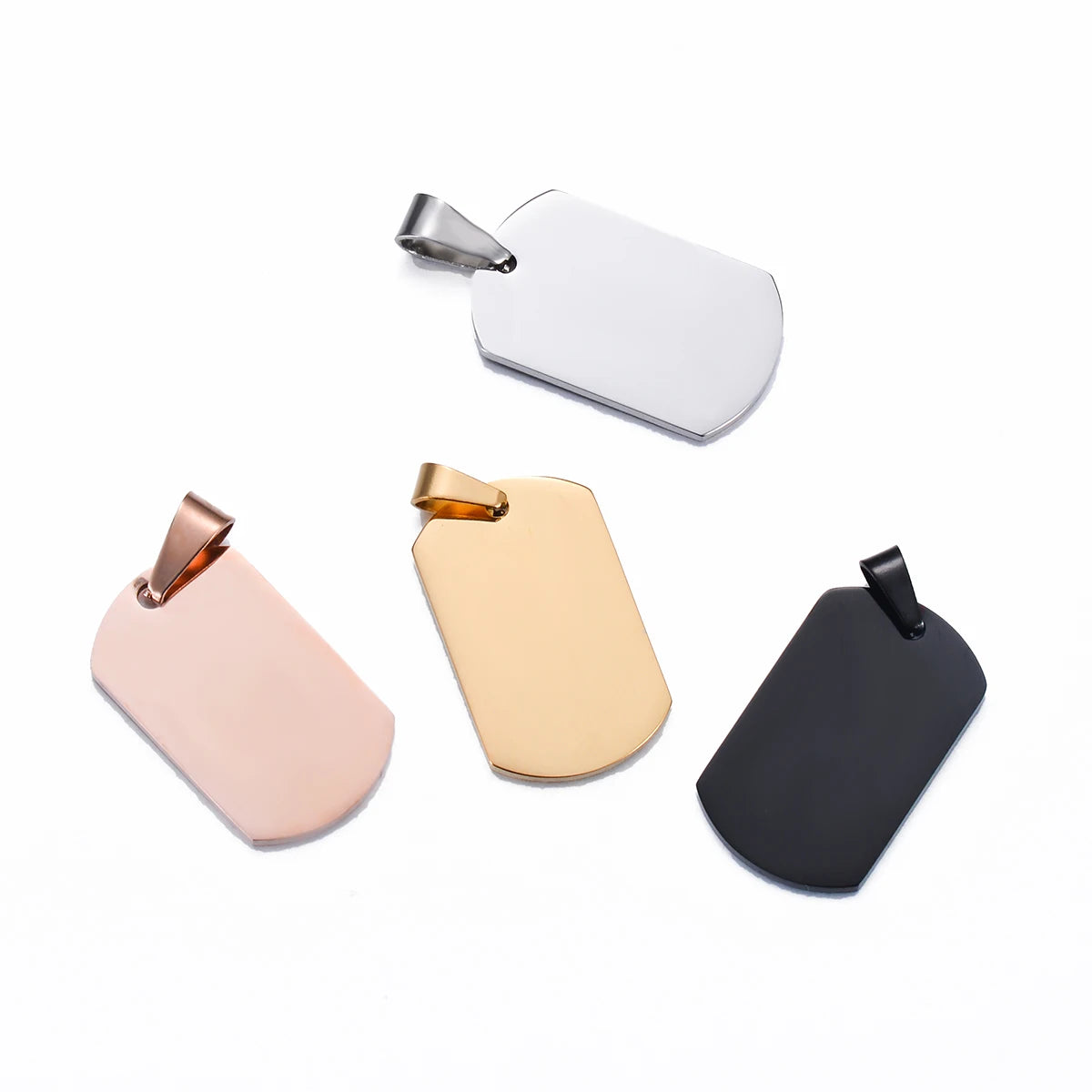 18x30mm Small Military Army ID 4 Colors Stainless Steel Name Blank Dog Tags Pendant Rectangle Necklace Jewelry