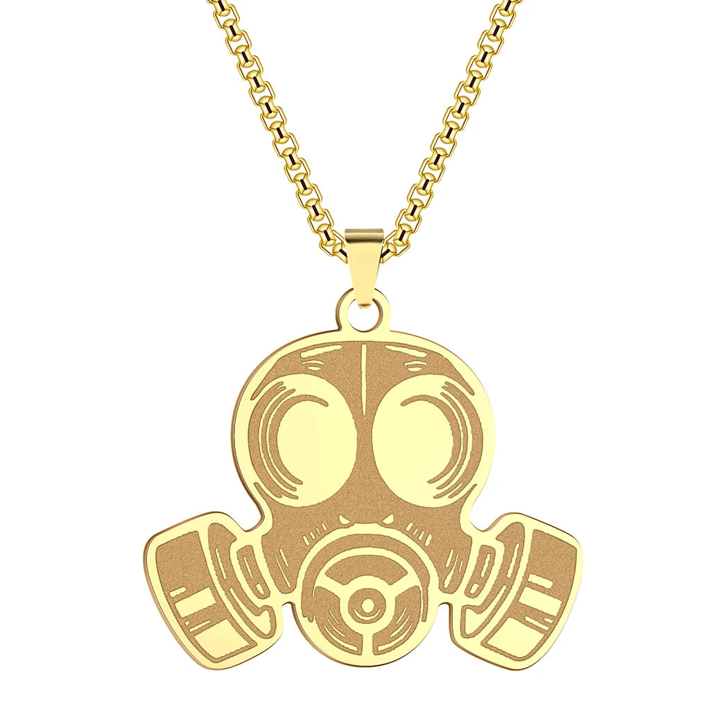 Todorova Stainless Steel Gas Mask Pendant Necklace For Women Men Punk Viking Medallion Neck Chain Charm Trendy Jewelry Gift