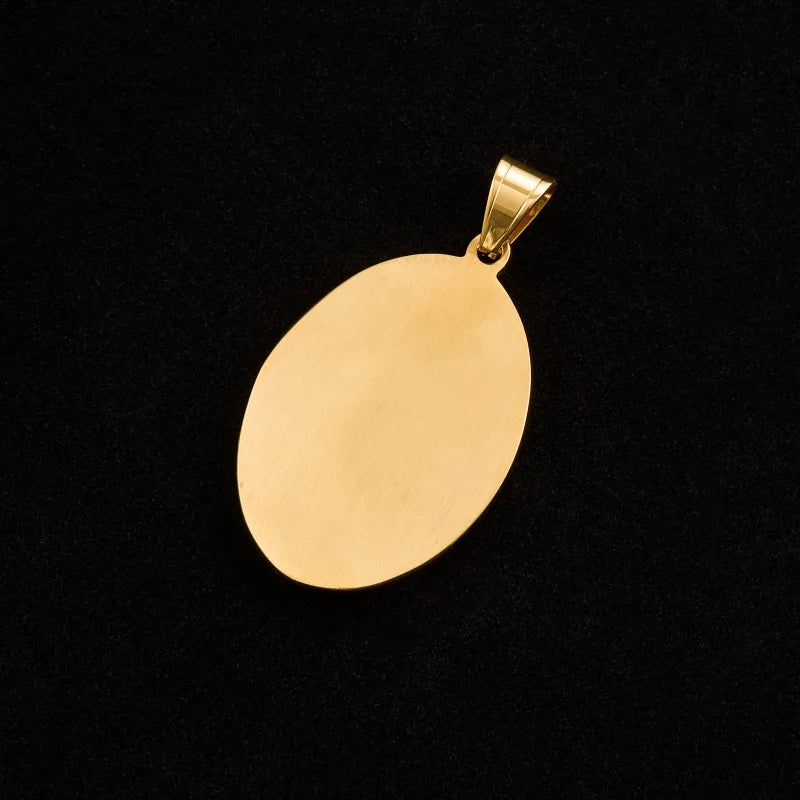 Catholic Saint Michael Round Pendant — Gold-Tone Metal