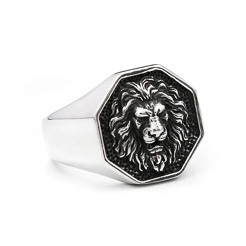 Fashion Detailed Stainless Steel 3D Lion Head Rings For Men Women Punk Trendy Domineering Vintage Animal Jewelry Gifts Wholesale