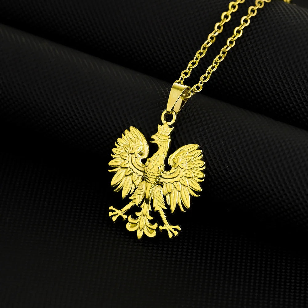 Poland Eagle Cross Necklace Golden Plated Stainless Steel Pendant Necklaces For Men Women Patriotic Jewelry 2026 Trendy