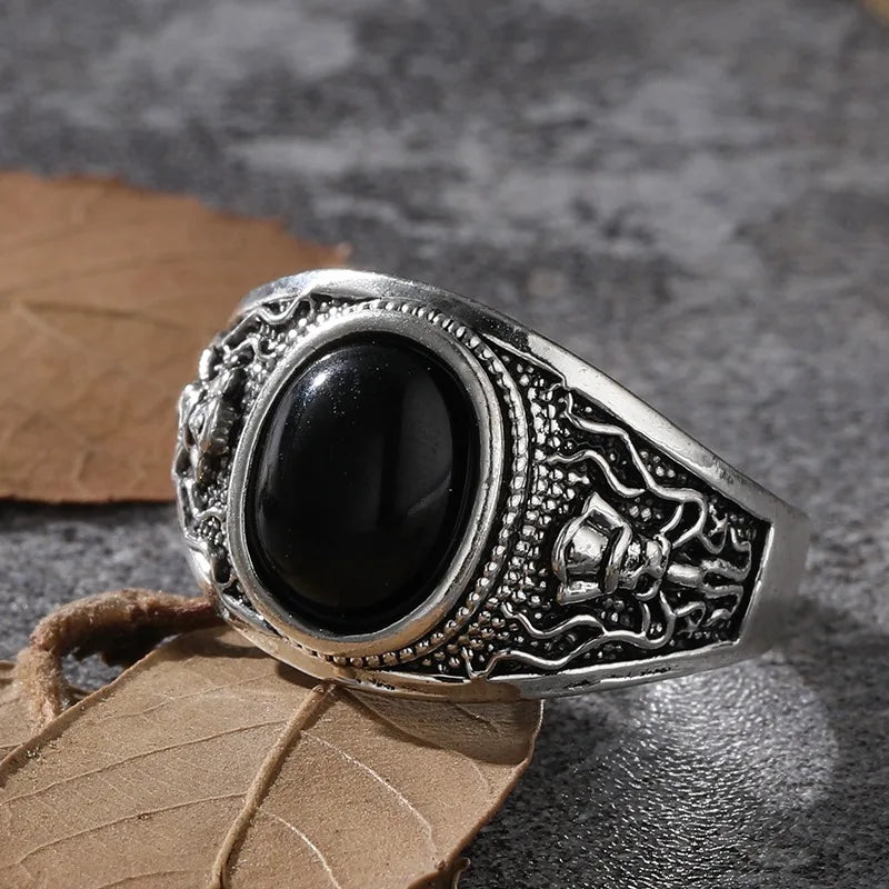 Goth Pirate Skeleton Octopus Ring for Men Women 2023 Unique Retro Black Zircon Punk Female Motorcycle Rings Party