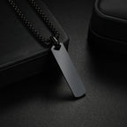 Square Bar Pendant Necklace — Stainless Steel