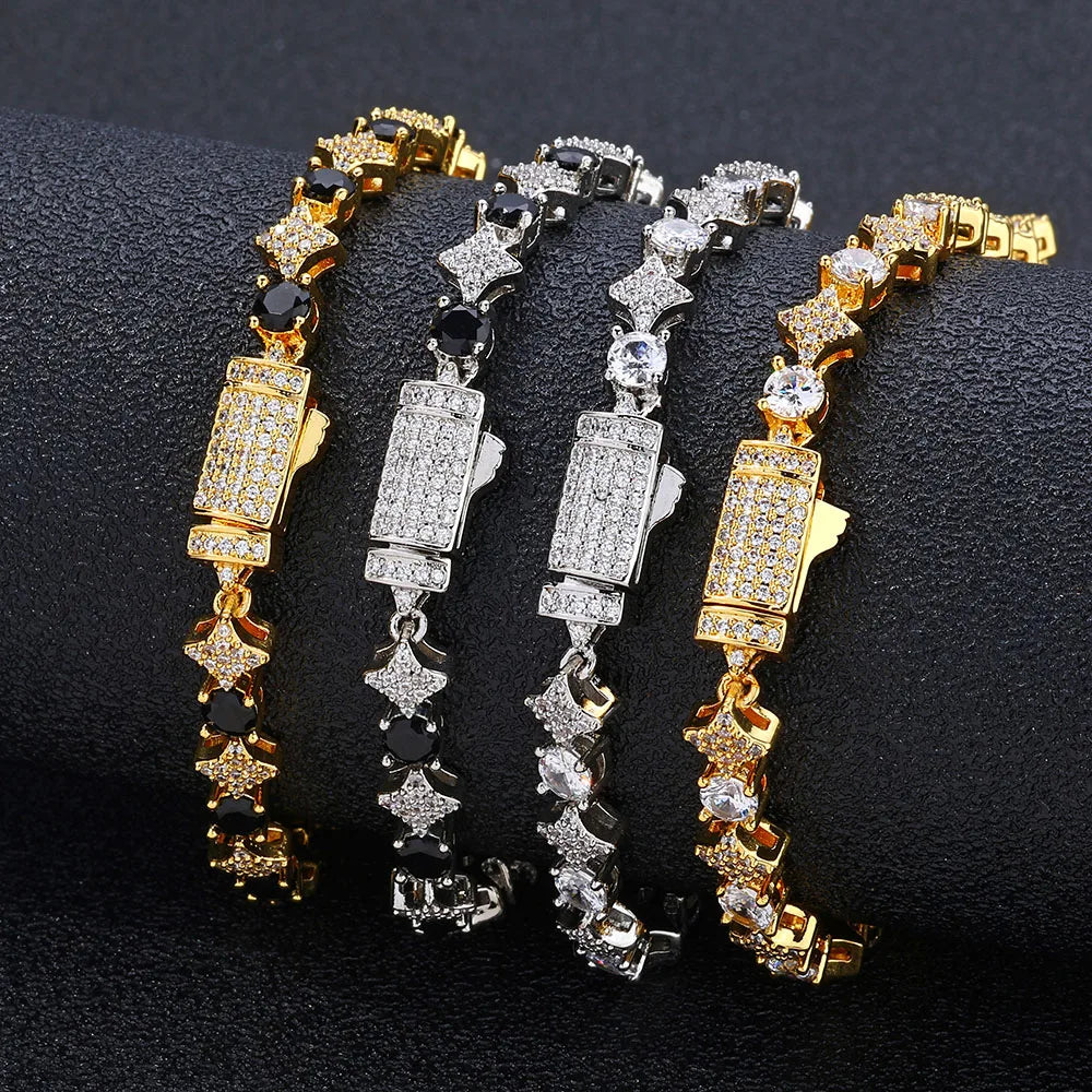 Black Star Tennis Bracelet Statement
