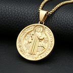 Vintage Christian Saint Benedict Pendant Necklaces For Men Women Fashion Exorcist Priest Cross Necklace Amulet Jewelry