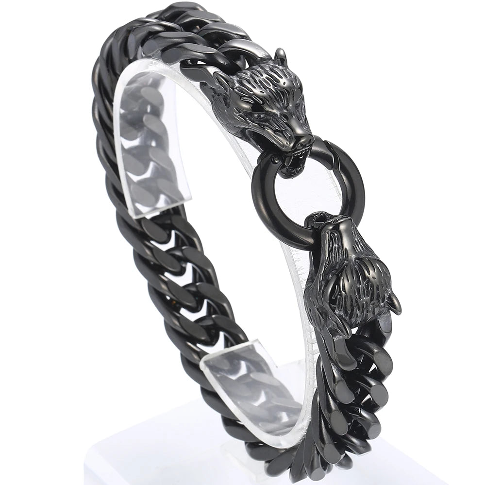 Gothic Wolf Head Stainless Steel Men's Bracelet 4 Color Available Unique Masculine Jewelry Gifts for Party