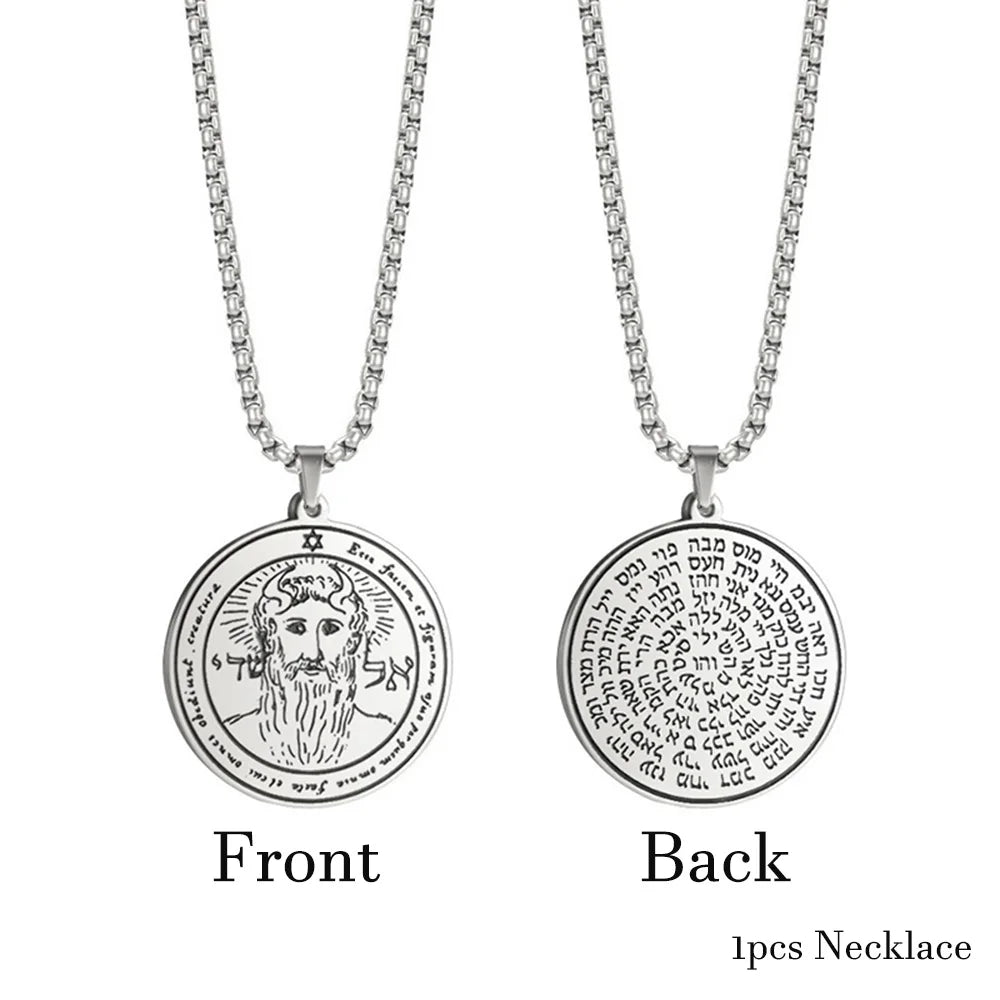 EUEAVAN Key of Solomon Necklace Double Side Third Pentacle of the Venus Protection Love Stainless Steel Necklaces Amulet Jewelry