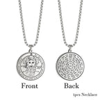 EUEAVAN Key of Solomon Necklace Double Side Third Pentacle of the Venus Protection Love Stainless Steel Necklaces Amulet Jewelry