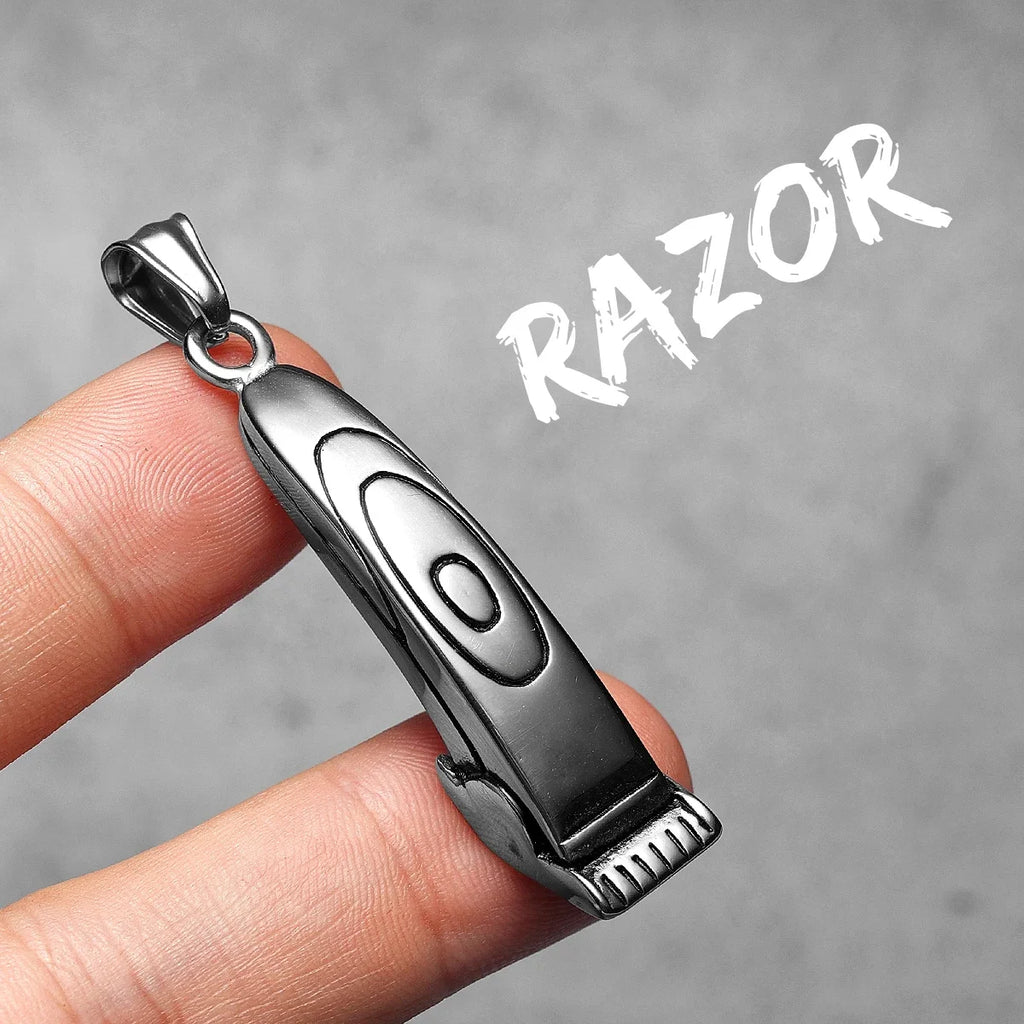 Barber Shaver Pendant Necklace Stainless Steel