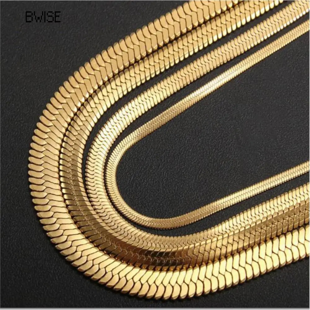 Herringbone Snake Chain Necklace — Gold