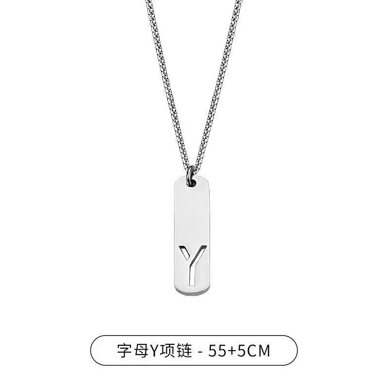 Steel Pendant Letter Rectangle Tags Initial