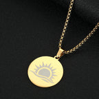 Viking Calendar Rune Medallion Pendant Necklace — Stainless Steel