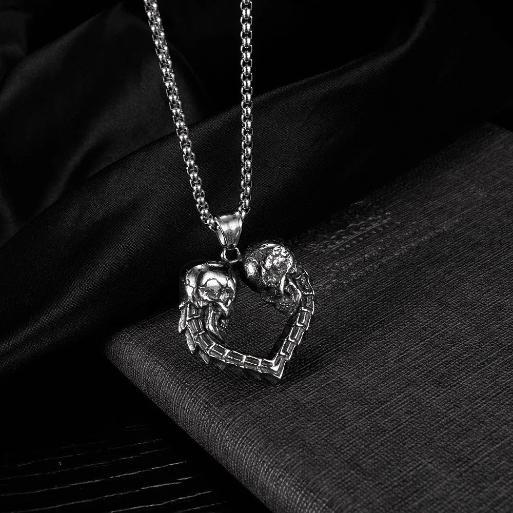 Skull Steel Pendant European American Double Love