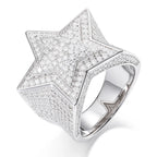 TUHE Unisex Hip Hop Men Moissanite Rings S925 Silver Jewelry For Men Star Ring Hip Hop Jewelry Gift