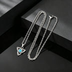 Vintage Celtic Knot Pendant Inlaid Black Opal Turquoise Necklace for Men, Retro Fashion Natural Stone Stainless Steel Jewelry