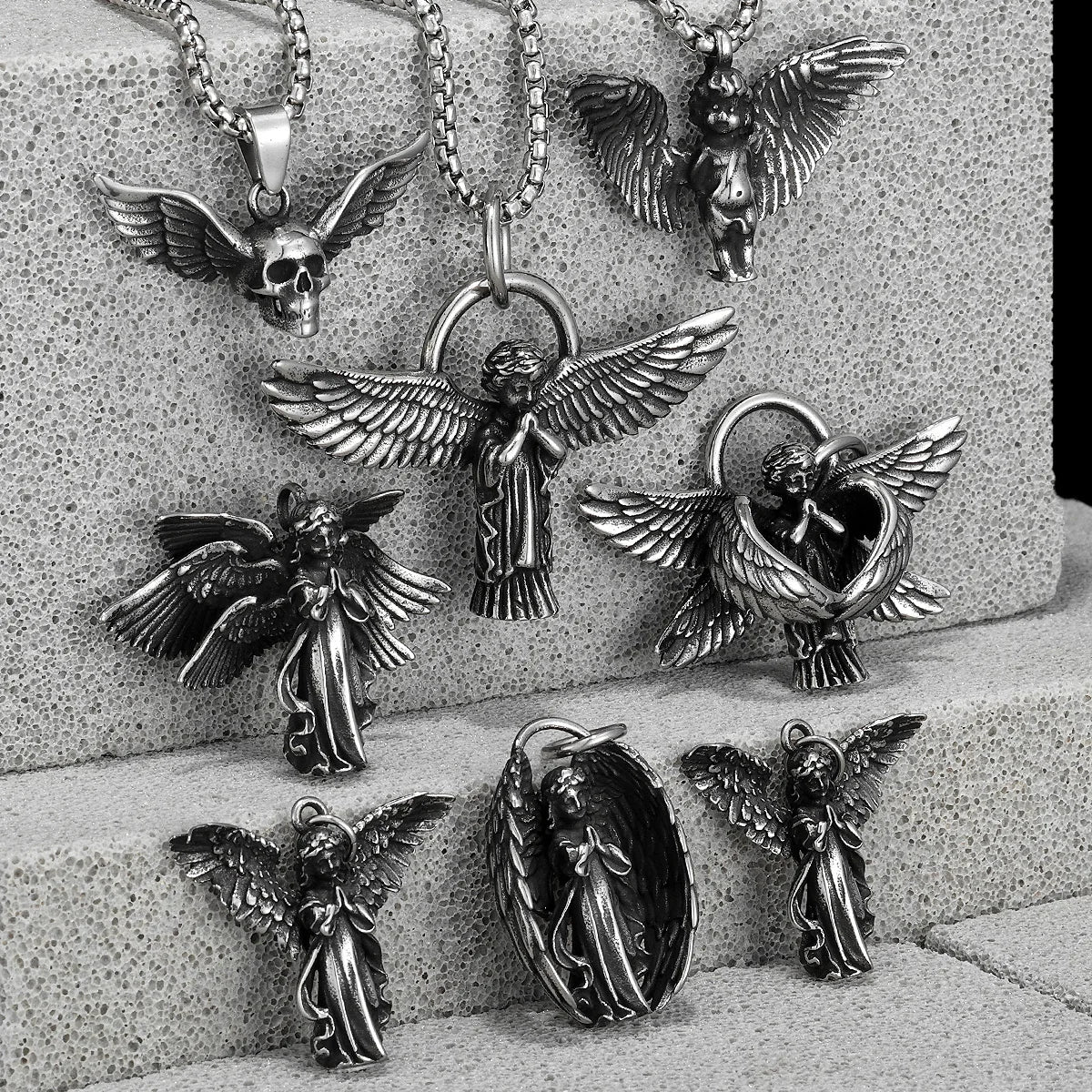 Angel Wing Pendant Necklace — Stainless Steel