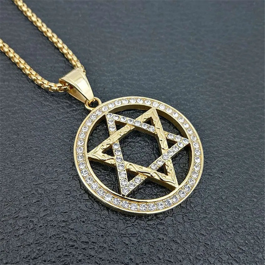 Iced Out Star of David Pendant Necklace — Gold