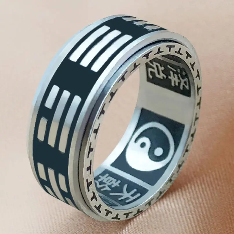 Stainless Steel Tai Chi Spinner Ring Statement