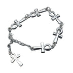 New Victorian Gothic Silver Color Egyptian Ankh Cross Symbol Chain Bracelets for Men Women Life Symbol Charm Punk