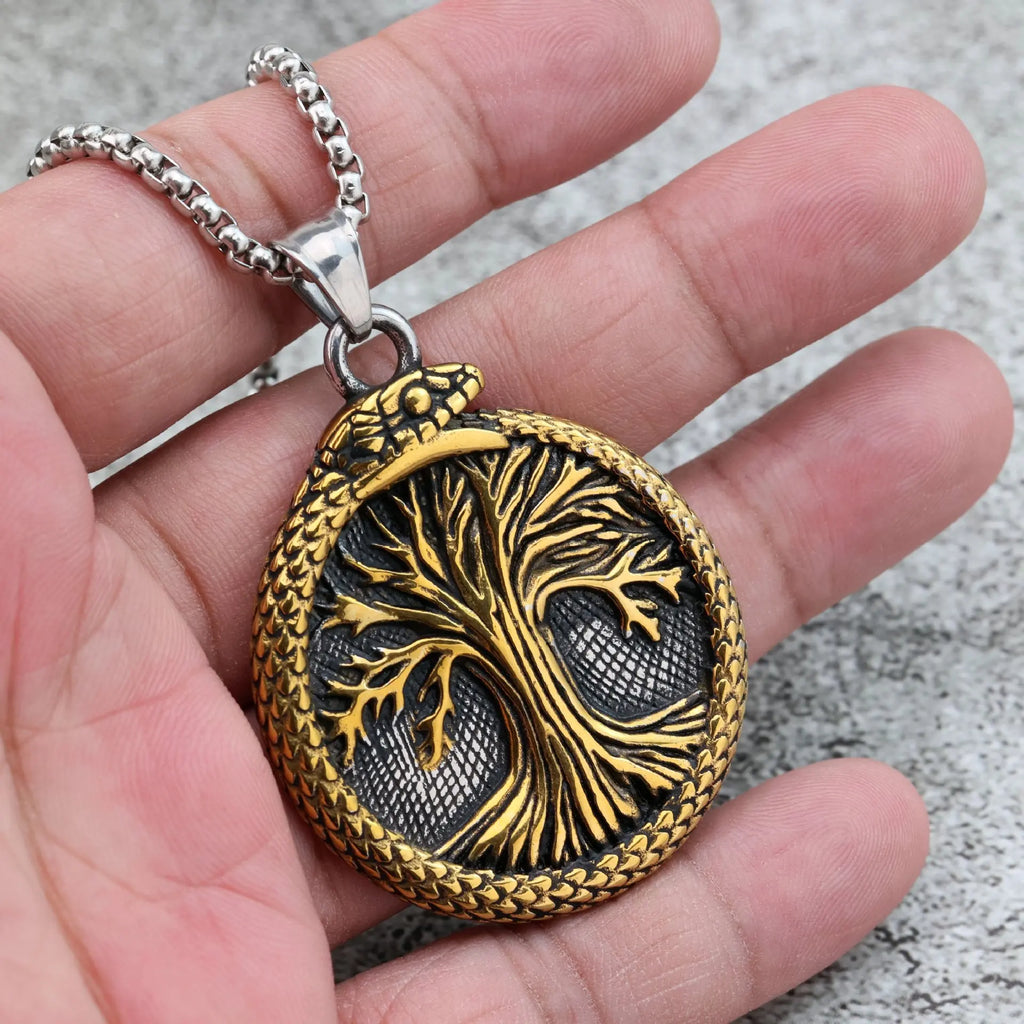 Vintage Viking Tree of Life Pendant Necklace — Two-Tone