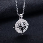 Iced Out Compass Pendant — 14K Gold