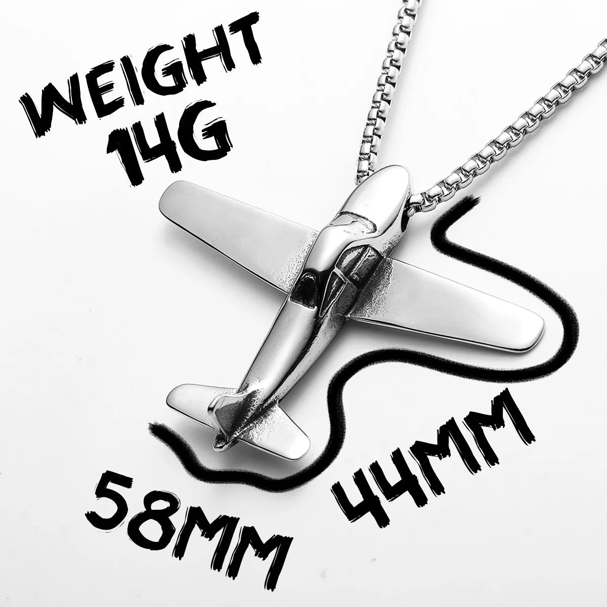 Airplane Pendant Necklace — Stainless Steel