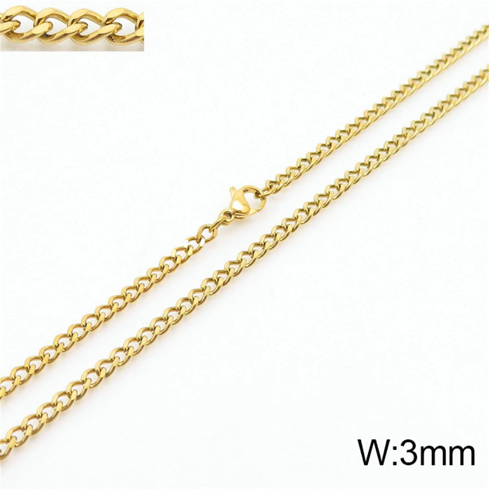 Punk Curb Cuban Link Chain Men Women Stainless Steel Long Necklace Fashion Tide Hip Hop Sweater Accessories Party Jewelry Gifts