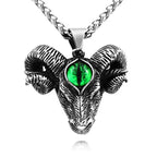 Vintage 316L Stainless Steel Goat Necklace Hanging Men Chain Street Hip Hop Style Gothic Skull Pendant Jewelry Accessories