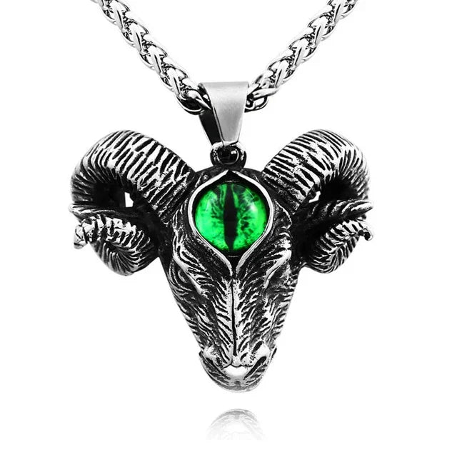 Vintage 316L Stainless Steel Goat Necklace Hanging Men Chain Street Hip Hop Style Gothic Skull Pendant Jewelry Accessories