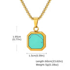 Fashion High Quality Natural Stone Square Pendant Stainless Steel Long Chain Necklace Trendy Simple Popular Jewelry for Men Gift
