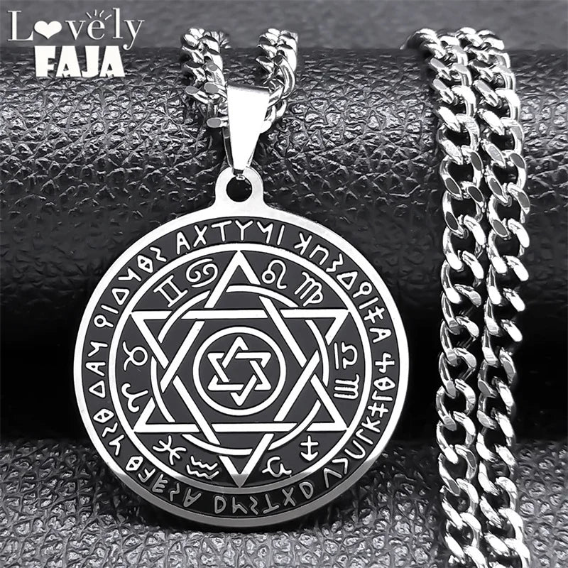 Star of David Silver Pendant Necklace — Stainless Steel