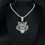 Iced Out 3D Tiger Cuban Pendant — Gold