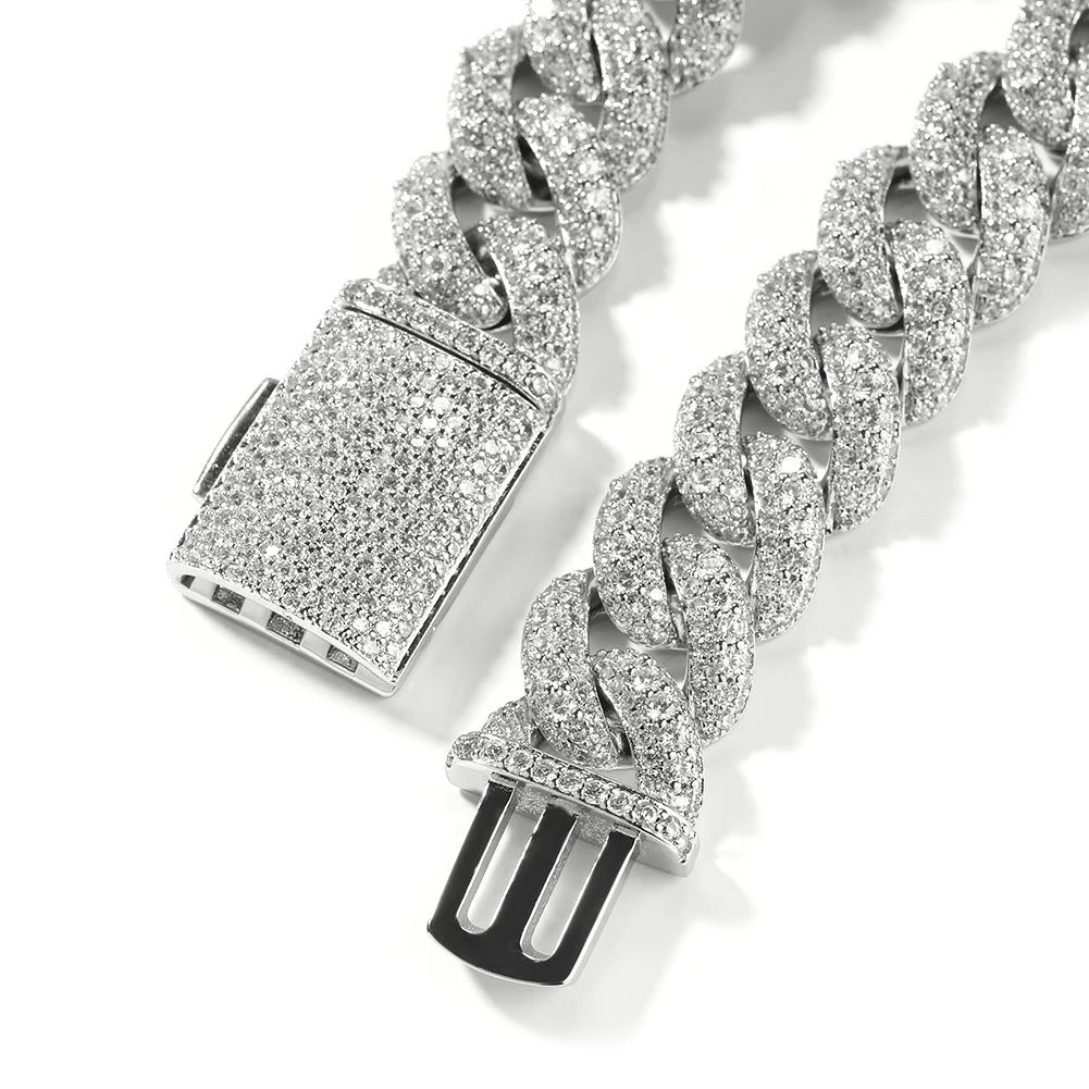 THE BLING KING 18mm Heavy Miami Cuban Chain Necklace Full Micro Paved Out Cubic Zirconia Bracelet Fashion Hiphop Jewelry
