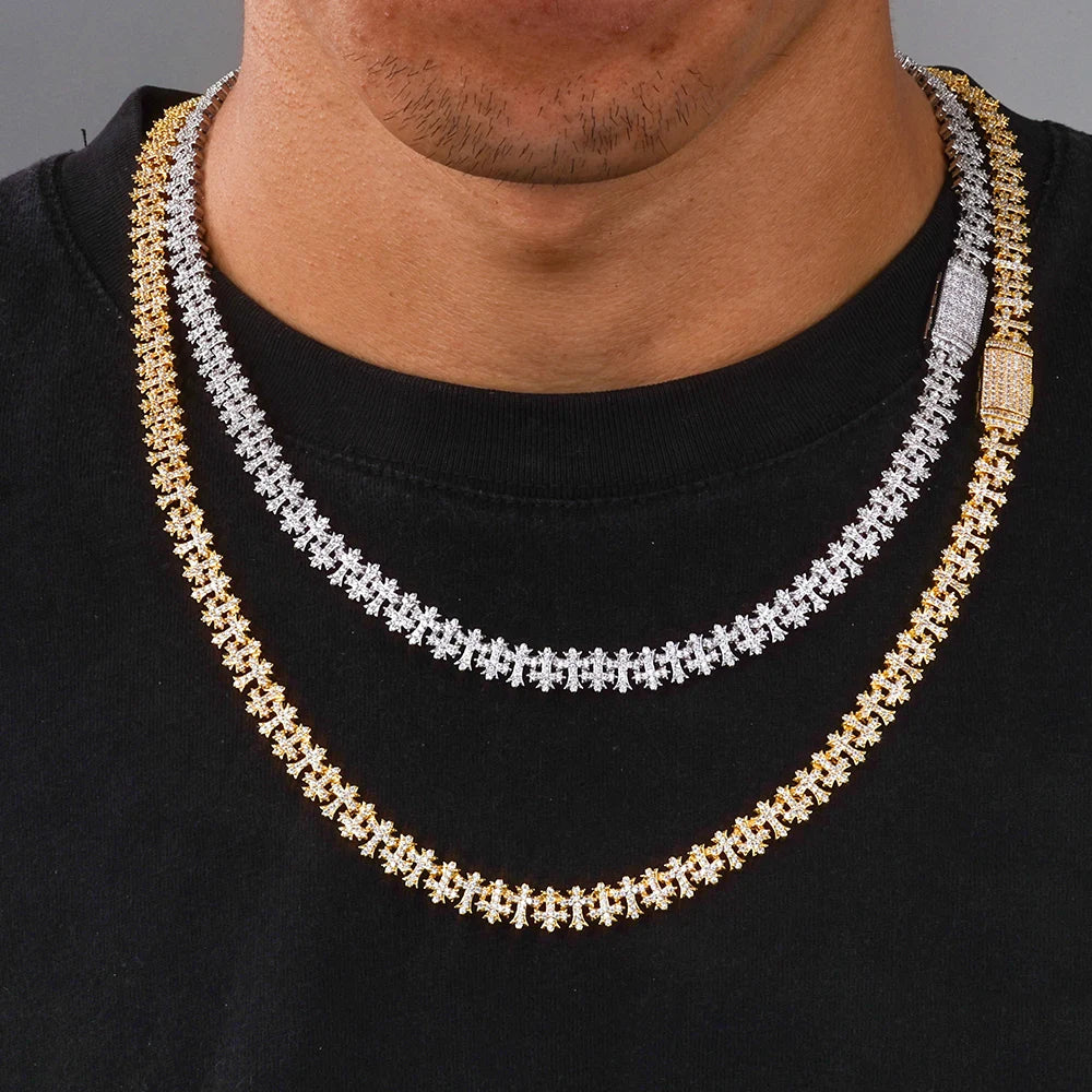 Iced Out Cross Chain Necklace Stainless Steel CZ